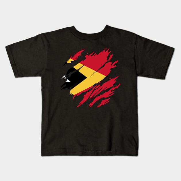 East Timor Flag Scratch Kids T-Shirt by BramCrye